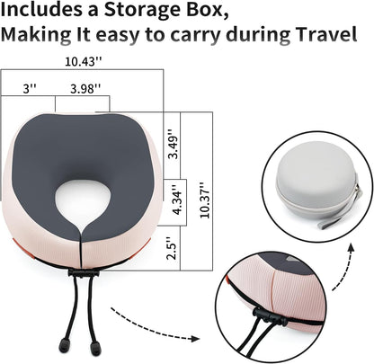 Thickened Travel Neck Pillow for Airplanes for Women, Adjustable Right Amount of Height 360° Support Memory Foam Neck Pillow, Portable Plane Pillow for Sleeping
