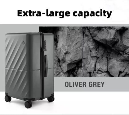 Trunk Luggage 26 Inch, Medium Checked Luggage with Double Spinner Wheels, Anti-Burst Zipper, Hard Case PC Suitcase, Lightweight Travel Luggage, TSA Approved (Slate Grey, Hudson)