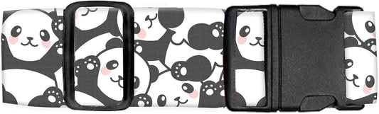 Luggage Straps for Suitcases Travel Belt Accessories, Cute Suitcase Strap, Adjustable Luggage Belt Strap, Heavy Duty with Quick-Release Buckle Luggage Strap Cute Pandas