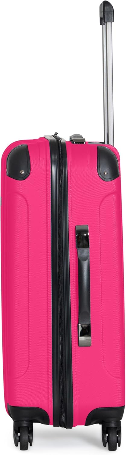 Kenneth Cole REACTION Out of Bounds Lightweight Hardshell 4-Wheel Spinner Luggage, Magenta, 24-Inch Checked