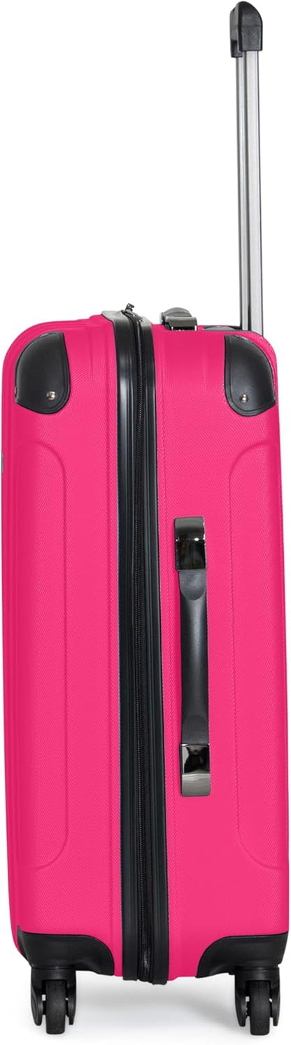 Kenneth Cole REACTION Out of Bounds Lightweight Hardshell 4-Wheel Spinner Luggage, Magenta, 24-Inch Checked
