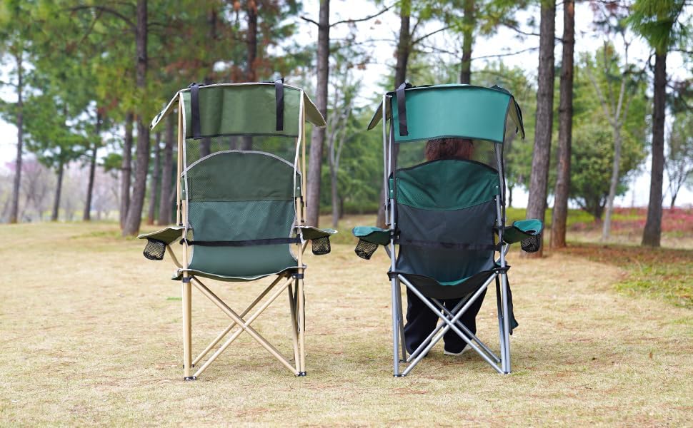 VTOY Portable Folding Camping Chair with Canopy, Outdoor Sun Shade Chair