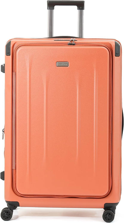 29 Inch Luggage, Top Opening Airline Approved ABS+PC Hard Shell Suitcases with Silent Wheels, TSA Lock,Front Pocket and Wet-dry Separated Six-piece Set (AD Orange, 29 Inch)