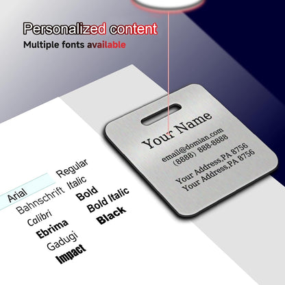 （2-Pack） Stainless Steel Custom Luggage Tags - Laser Engraved Personalized Travel Tags - Custom Name Identification Tags: for Suitcases, Backpacks, Bags and More (Gold)