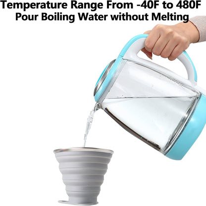 Litoexpe 2 Pack Silicone Collapsible Travel Cup Portable Folding Camping Cup Sets with Lids, Grey & Green