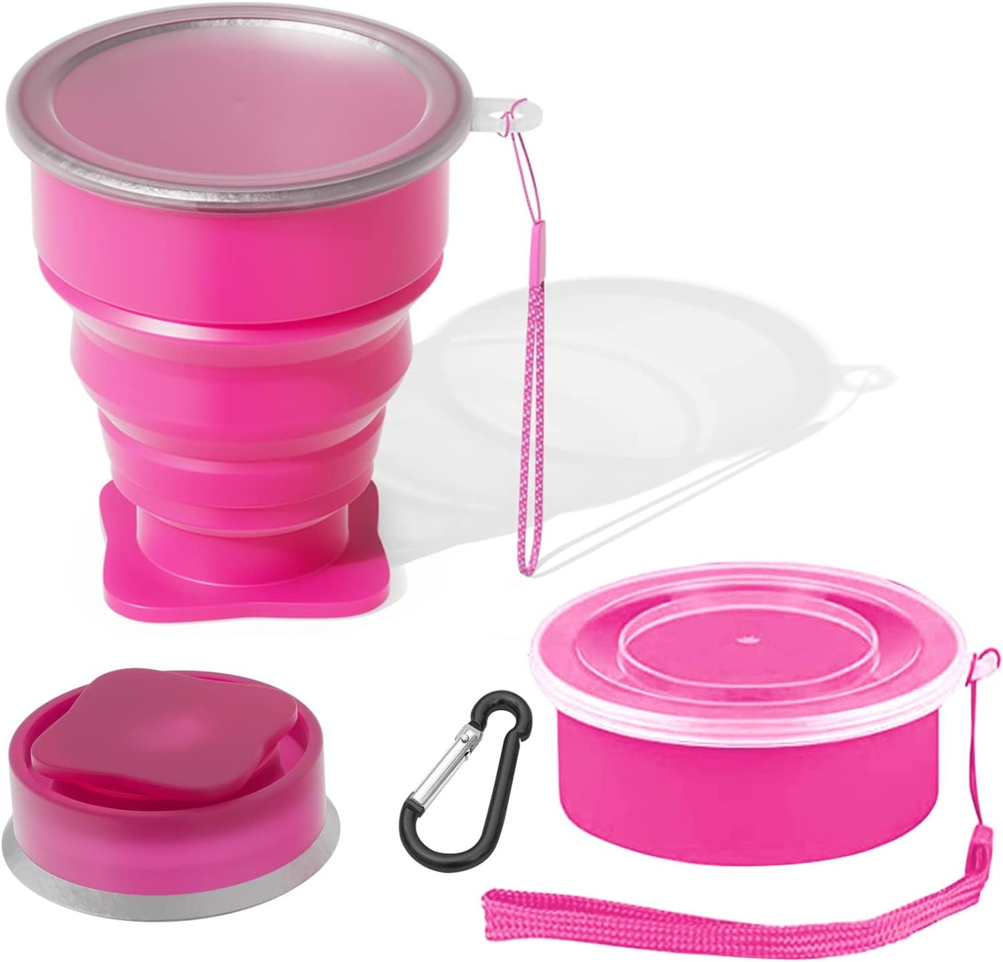 Collapsible Cup- Silicone Foldable Cups Expandable Folding DrinkingCup -Reusable Portable Mugs-Cup For Travel, Camping, Hiking, Survival, Car, Picnic, Beach, Holiday Vacation, Outdoor Sports Rose