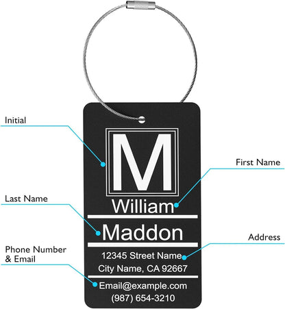 Luggage Tags for Suitcase - Green Personalized Engraved Metal Tag for Cruise Travel - Custom Name Tags Suitable for Bags and Backpacks
