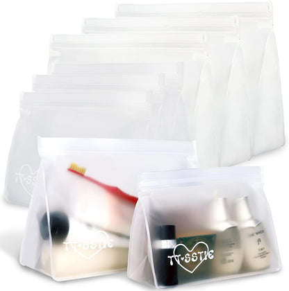 8 Pack Clear Toiletry bags, TSA Approved Quart Size Zipper Bags, PEVA Material BPA Free Leakproof Travel Makeup Cosmetic Bags, Carry on Airport Airline Compliant Bags for Wome&Men