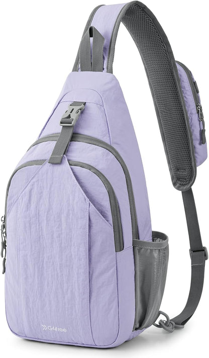 G4Free Sling Bag RFID Blocking Sling Backpack Crossbody Chest Bag Daypack for Hiking Travel (Taro Purple)