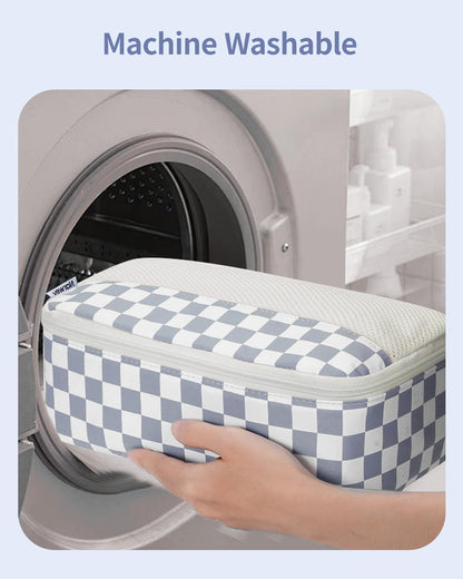 Narwey 7 Set Checkered Packing Cubes for Travel Carry on Suitcase Luggage Organizer Bags for Kids Women Men, Durable Packing Organizers Bag, Travel Essentials Accessories (Grayish Blue Checkerboard)