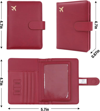 Melsbrinna Rfid Passport Holder for Travel women/Men, Cute Passport Wallet Rfid Blocking Card Slots, Rfid Passport Cover/CaseTravel Wallet, Passport Book Holder (1, Red3)