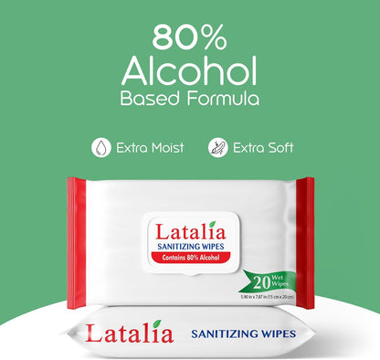 Hand Wipes | 80% Alcohol Hand Sanitizer Wipes for Hands & Face Moisturizing, Gentle, Convenient and Fragrance Free (Pack of 3, 20 Counts)
