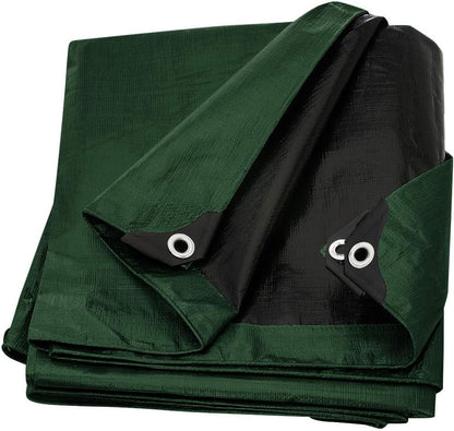 Trademark Supplies Heavy Duty Thick Material Waterproof Tarp Cover, 6X8-Feet, Green/Black