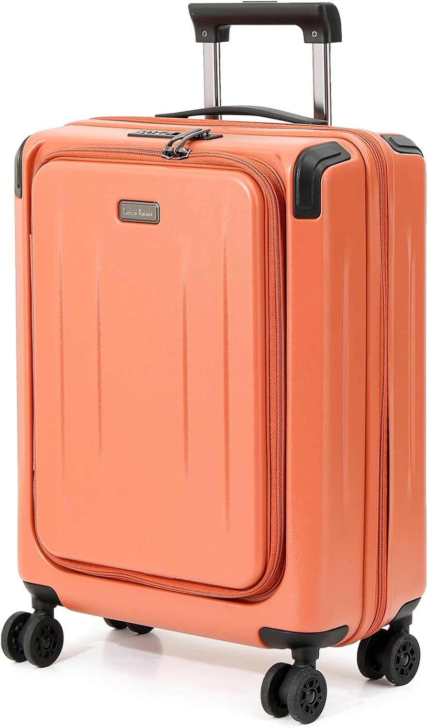 Carry On Luggage, 20Inch Top Opening Airline Approved ABS+PC Hard Shell Suitcases with Silent Wheels, TSA Lock,Front Pocket and Wet-dry Separated Six-piece Set (AD Orange, 20 Inch)