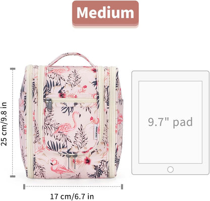 Narwey Small Hanging Toiletry Bag Women Travel Makeup Bag Organizer Toiletries Bag for Travel Size Essentials Accessories Cosmetics(Medium, Beige Bird)