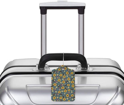 Sewant Mushrooms Leather Luggage Tag with Stainless Steel Ring, Fun Name Id Card Cover Travel Bag Tag Set, Suitable for Travel Bag Luggage Women Men 1 PCS