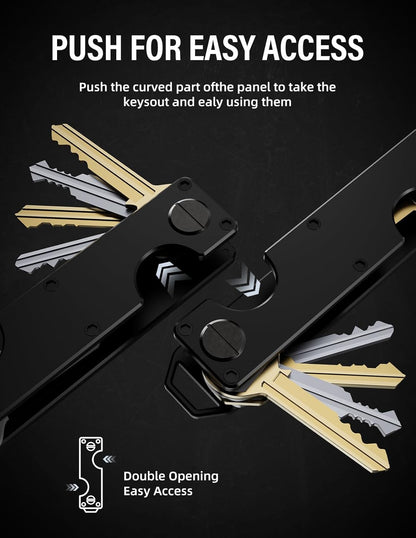 Key Organizer Key Holder Compact Key Case Minimalist Metal Key Chain Key Holder for Keychain Secures 8-10 Keys EDC