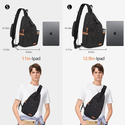 Sling Bag for Men, Crossbody Bag Men Anti Theft Crossbody Bag with Tunnel Lock Zipper Canvas Sling Backpack Travel
