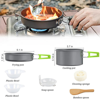 aiGear Camping Cookware Mess Kit, Non-Stick Camping Pan Pot Kettle, Lightweight Aluminum Camping Utensils, Collapsible Portable Camping Cooking Set for Outdoor Cooking Hiking Picnic