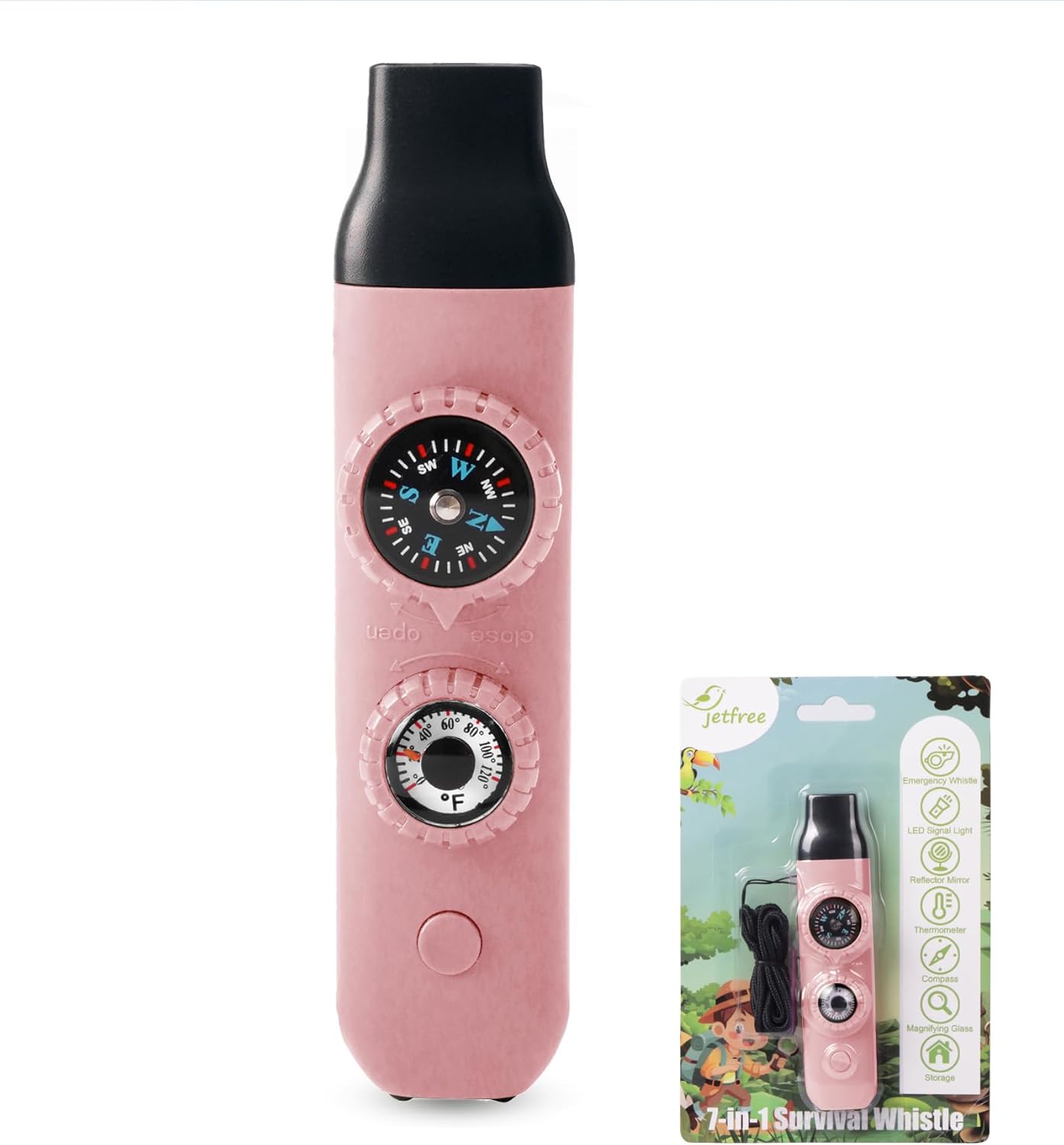 Multifunctional Survival Emergency Whistle for Kids with Compass Hiking Survival, Thermometer & Neck Lanyard | Emergency Safety Gear for Hiking, Camping, Kayaking, Boating, Climbing