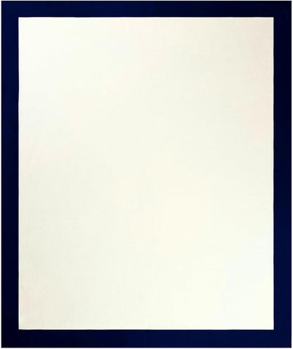 Jet&Bo Luxurious Cashmere Merino Blend Travel Blanket, Airplane-Ready in Packable Pouch, Soft, Lightweight and Breathable (White and Navy)