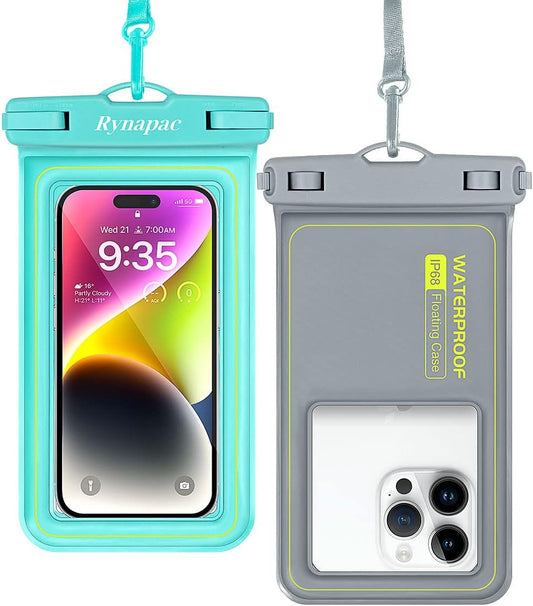 IP68 Waterproof Phone Pouch, Floating Waterproof Phone Case for iPhone 16 15 Pro Max Galaxy S24+ S23 Pixel 8 Pro with Detachable Lanyard, Cellphone Dry Bags Beach Vacation Essentials -2 Pack