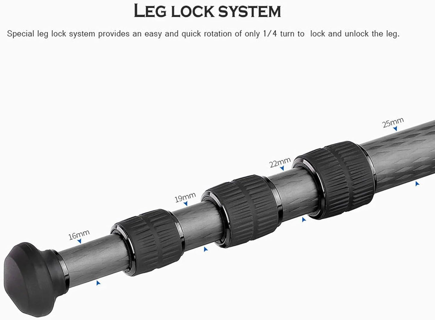 Leofoto 47" Lightweight Carbon Fiber Travel Tripod, Professional Compact Tripod for Camera DSLR Video, Max Load 18Lbs/8KG (LS-254CX)