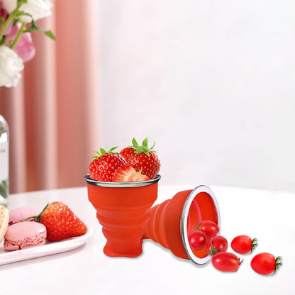 Collapsible Cup - Silicone Foldable Cup-Expandable Folding Drinking Cup -Reusable Portable Mugs Cups For Travel, Camping, Hiking, Survival, Car, Picnic, Beach, Holiday Vacation, Outdoor Sports Red