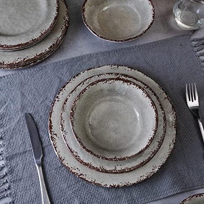 LEHAHA Farmhouse Melamine Dishes Dinnerware Set, Kitchen Dining Set for 4