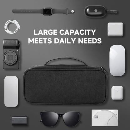 Teskyer Electronics Organizer Travel Case, Waterproof Portable Tech Accessories Pouch with Organized Compartments for Cables, Phone, Chargers, Earphone, Black