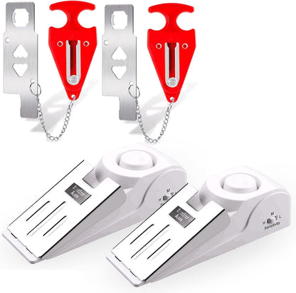 KERUI Upgraded Door Stop Alarm with Portable Door Lock, 120dB Siren Security Door Stopper Wedge Alarms for Travel Hotel Home Apartment, Door Stopper Alarm with 3 Levels Sensitivity (Pack of 4)