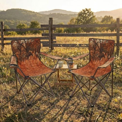 Camping Chairs 2 Pack with Animal Print,Folding Lawn Chair with Cup Holder & Carry Bag for Outdoor,Sports,Beach,Fishing,Sports