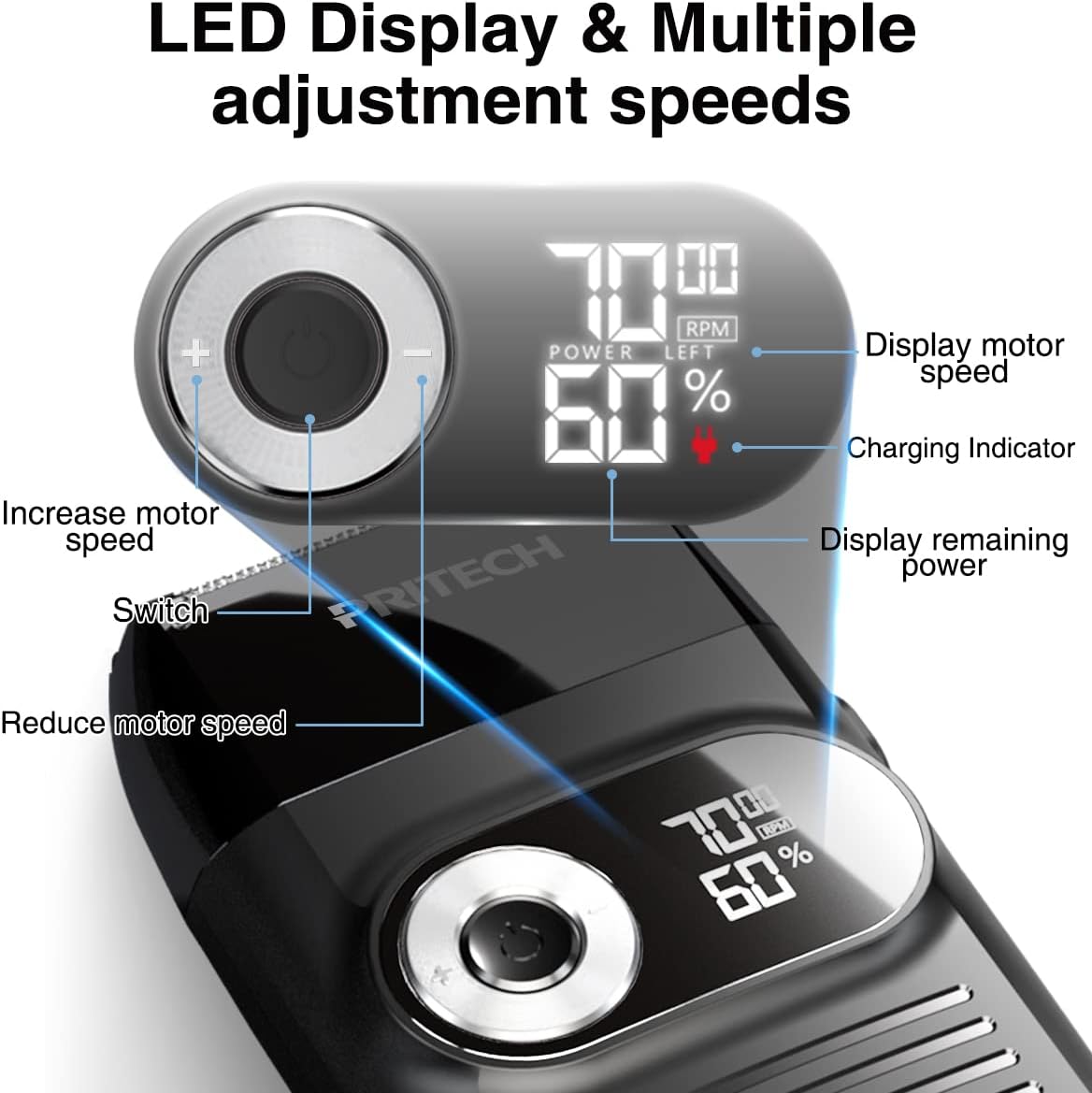PRITECH Foil and Bald Shavers 2 in 1 Electric Shaver for Men Foil Blade and PopupTrimmer with Rechargeable 3 Adjustable Speeds Men's Shaver (Black Silver)