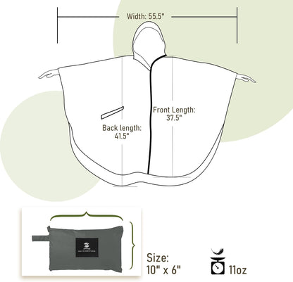 SaphiRose Unisex Rain Poncho Raincoat Hooded for Adults Women with Pockets