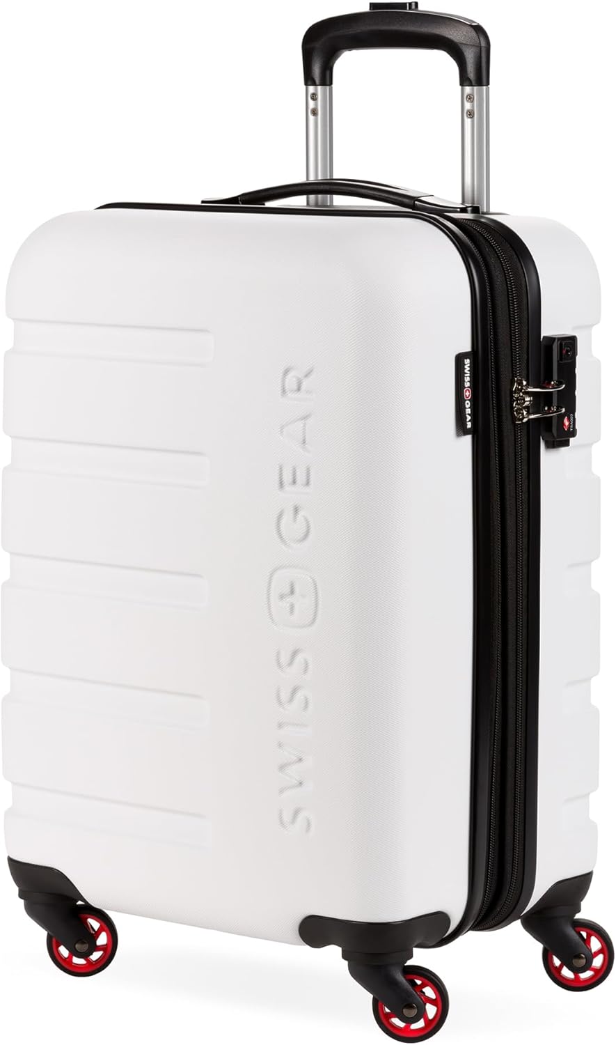 SwissGear 7366 Hardside Expandable Luggage with Spinner Wheels, White, Carry-On 19-Inch