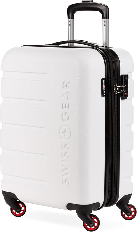 SwissGear 7366 Hardside Expandable Luggage with Spinner Wheels, White, Carry-On 19-Inch