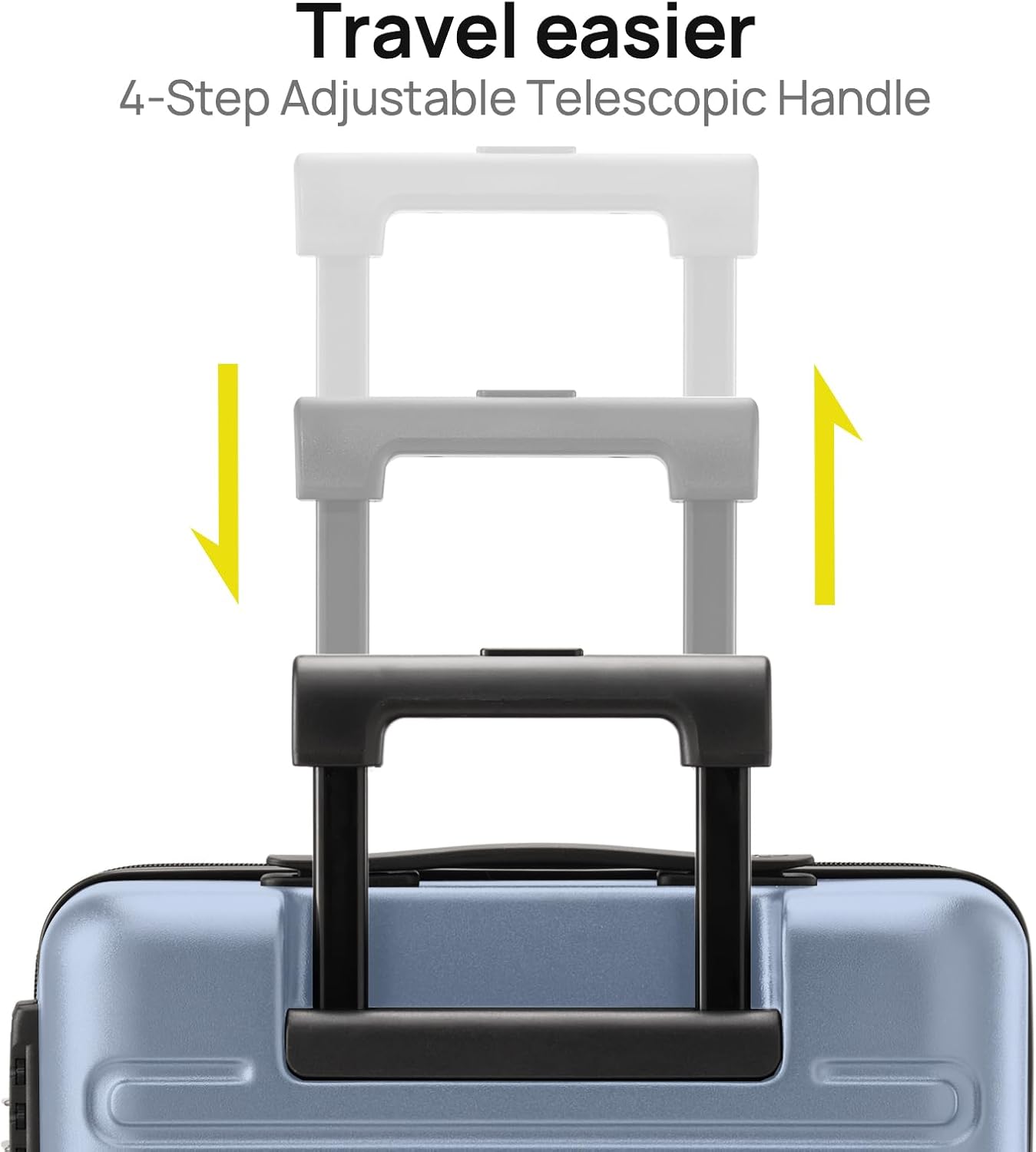 Carry on Luggage 22 X 14 X 9 Airline Approved, 20 Inch Luggage for 3-5 Days Travel, Double Spinner Wheels, 100% Hardshell PC, TSA Lock (09-Blue, Checked 28-Inch)