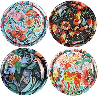 Melamine Plates Set for 4-8 Pcs:Camping Dishes Set with 4 Dinner Plates and 4 Salad Plates.Lightweight and Unbreakable.Indoor and Outdoor Use.