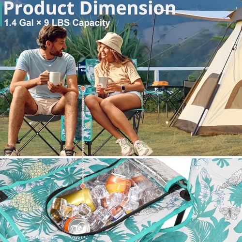 Outvita Folding Double Camping Chair w/Umbrella, Cooler for Beach Patio L