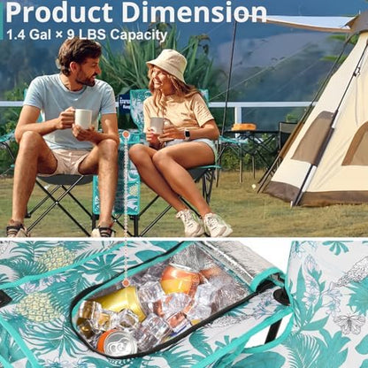 Outvita Folding Double Camping Chair w/Umbrella, Cooler for Beach Patio L