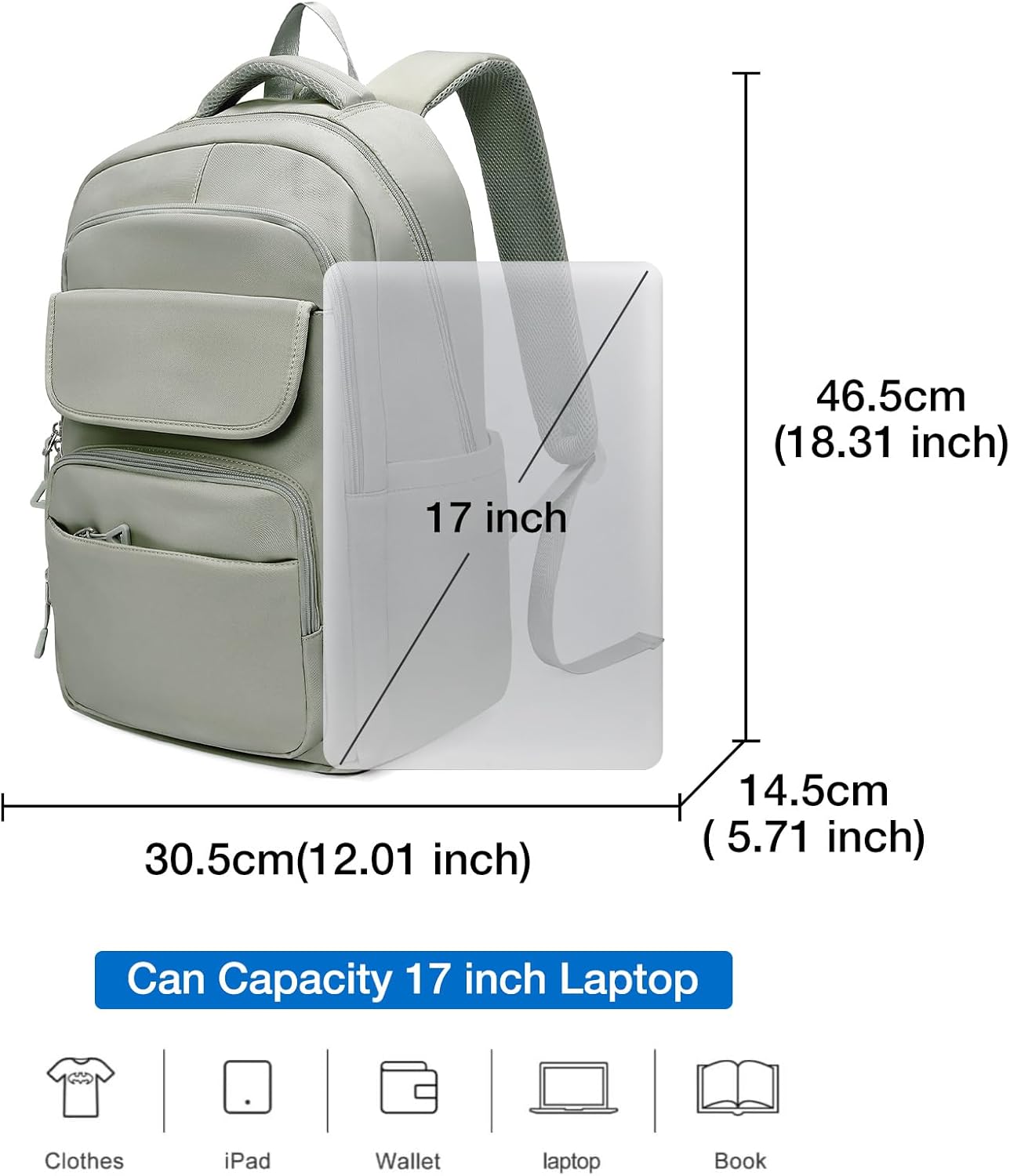 FOXLOVER Travel Laptop Backpack, Anti-Theft Slim Business Backpack, School College Bag for Men & Women, Fits 15.6 Inch Laptop