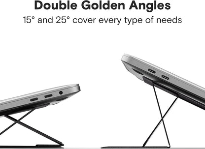 MOFT Laptop Stand for Desk, Stick-On Computer Stand with Dual-Angle, Ergonomic Laptop Riser Holder for Travel, Foldable & Portable MacBook Stand Fits 11.6"-16" Laptops, Silver (Adhesive Version)