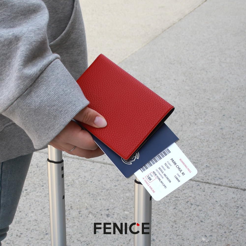Fenice Classic Passport Cover Holder Wallet Case for Travel Essential RFID Blocking Vegan Leather Waterproof (WHITE)