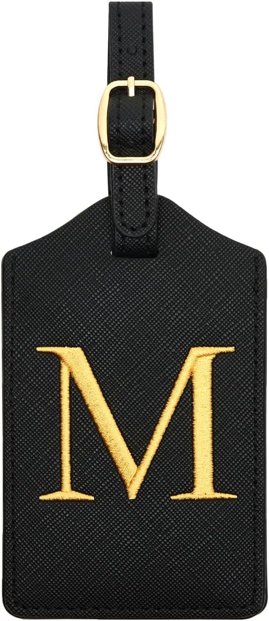 Luggage Tag PU Leather for Suitcase Baggage Handbag Travel Bag Label Suitcase Tag Label Tag w. Name Card & Privacy Cover (M)