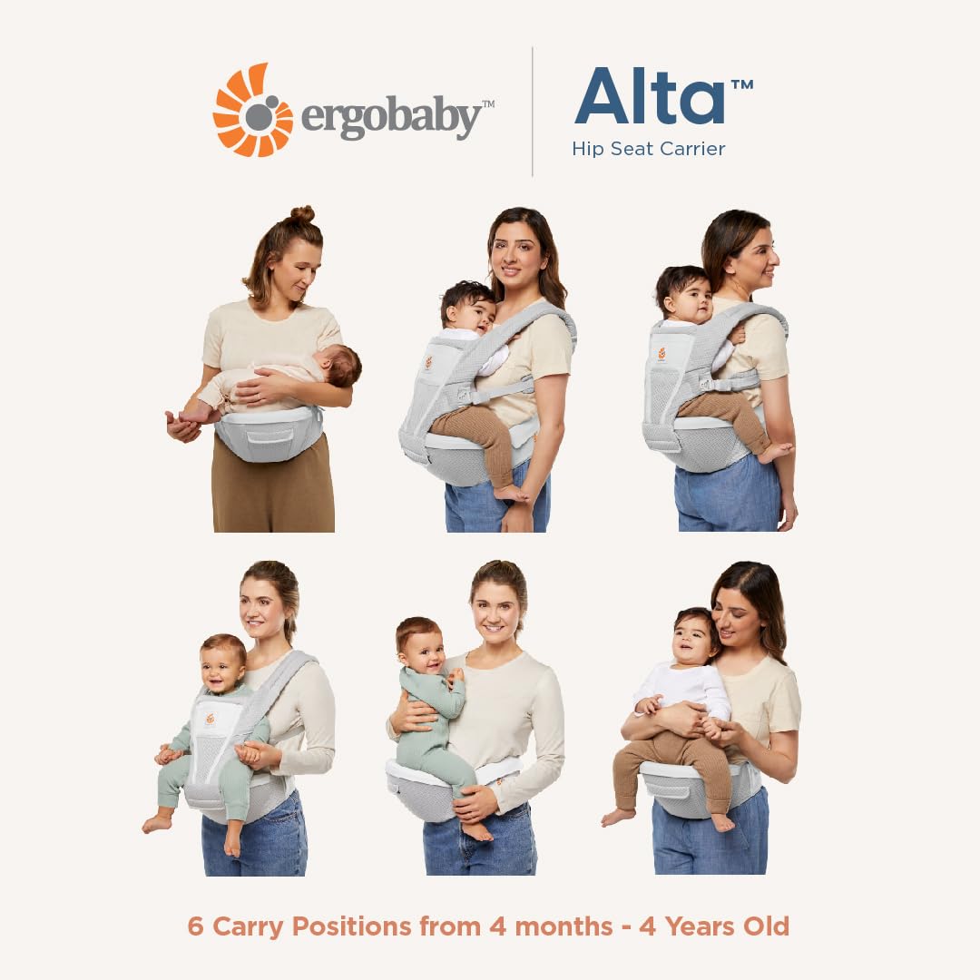 Ergobaby Alta 2-in1 Hip Seat and Carrier - All-Position Breathable Mesh Baby Carrier for 4 Months to 48 Months (12lbs - 45lbs) - SoftFlex™ Mesh - Camel Brown