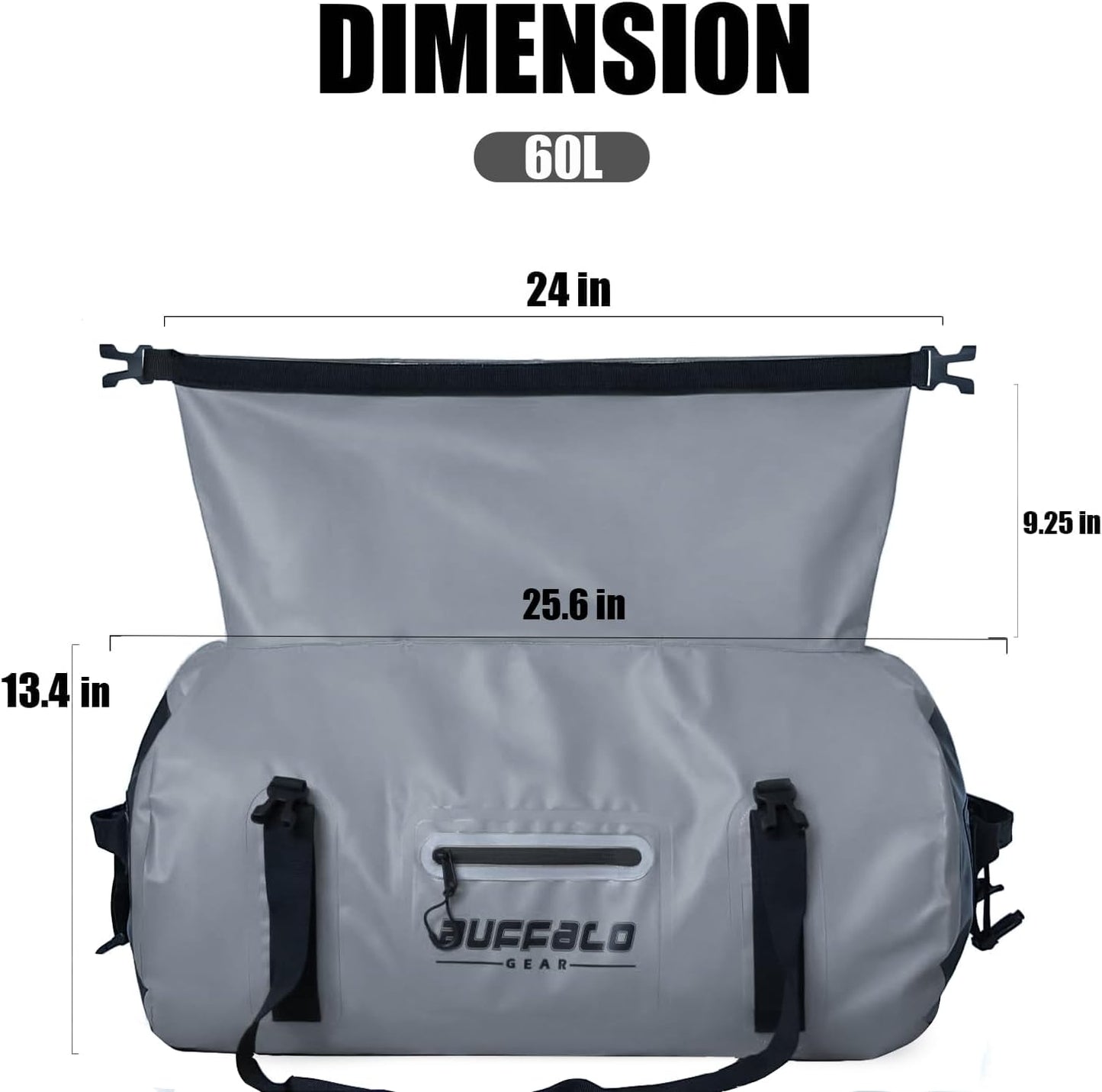 Buffalo Gear Waterproof Duffle Bag 40L 60L 80L Roll-top Dry Bag Heavy Duty Waterproof Duffel Travel Bag for Kayaking Rafting Boating Fishing Camping