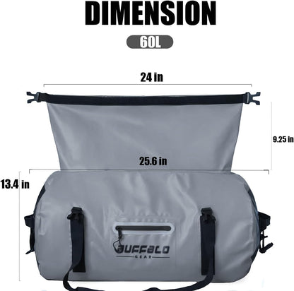 Buffalo Gear Waterproof Duffle Bag 40L 60L 80L Roll-top Dry Bag Heavy Duty Waterproof Duffel Travel Bag for Kayaking Rafting Boating Fishing Camping