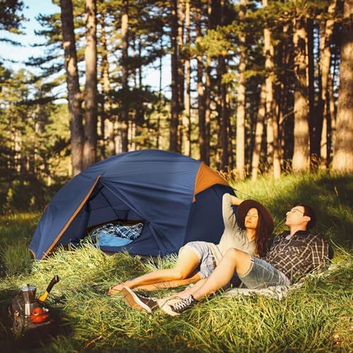 Bessport Camping Tent for 2-3 Person, Lightweight Backpacking Tent Waterproof Windproof Two Doors Easy Setup Double Layer Outdoor Tents for 3 to 4 Seasons, Suitable for Outdoor,Hiking,Camping