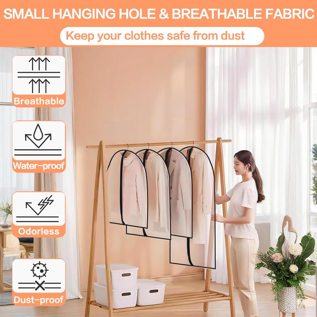 Garment Bags for Hanging Clothes Travel (set of 12) Clothing Suit Bags for Closet Storage Wedding Dress Garment Bag with Zipper Gown Garment Bag for Long Dresses