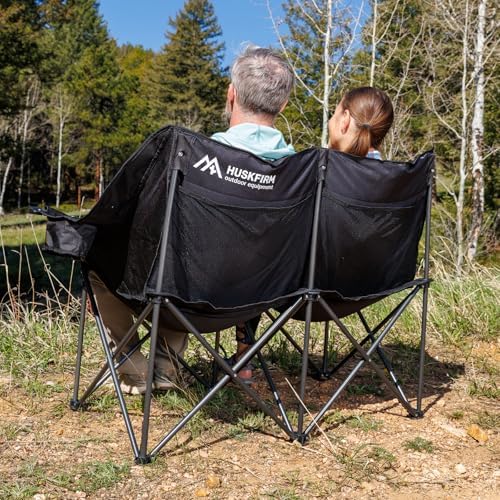 Oversized Double Camping Chairs for Adults, 2 Person Camping Chair, Black